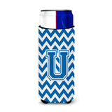 Letter U Chevron Blue And White Ultra Beverage Insulators For Slim Cans Cj1056-Umuk