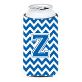 Letter Z Chevron Blue And White Tall Boy Beverage Insulator Hugger Cj1056-Ztbc