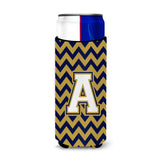 Letter A Chevron Navy Blue And Gold Ultra Beverage Insulators For Slim Cans Cj1057-Amuk
