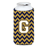 Letter G Chevron Navy Blue And Gold Tall Boy Beverage Insulator Hugger Cj1057-Gtbc