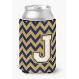 Caroline'S Treasures Cj1057-Jcc Letter J Chevron Navy Blue And Gold Can Or Bottle Hugger, Multicolor