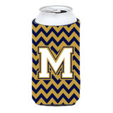 Letter M Chevron Navy Blue And Gold Tall Boy Beverage Insulator Hugger Cj1057-Mtbc