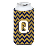 Letter Q Chevron Navy Blue And Gold Tall Boy Beverage Insulator Hugger Cj1057-Qtbc