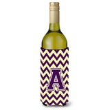 Letter A Chevron Purple And Gold Wine Bottle Beverage Insulator Hugger Cj1058-Aliterk