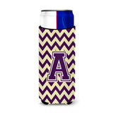Letter A Chevron Purple And Gold Ultra Beverage Insulators For Slim Cans Cj1058-Amuk