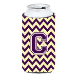 Letter C Chevron Purple And Gold Tall Boy Beverage Insulator Hugger Cj1058-Ctbc