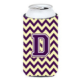 Letter D Chevron Purple And Gold Tall Boy Beverage Insulator Hugger Cj1058-Dtbc