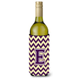 Letter E Chevron Purple And Gold Wine Bottle Beverage Insulator Hugger Cj1058-Eliterk