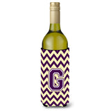 Letter G Chevron Purple And Gold Wine Bottle Beverage Insulator Hugger Cj1058-Gliterk
