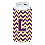 Letter L Chevron Purple And Gold Tall Boy Beverage Insulator Hugger Cj1058-Ltbc
