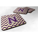 Caroline'S Treasures Cj1058-Nfc Letter N Chevron Purple And Gold Foam Coaster (Set Of 4), 3.5, Multicolor
