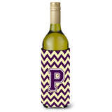 Letter P Chevron Purple And Gold Wine Bottle Beverage Insulator Hugger Cj1058-Pliterk