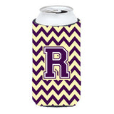 Letter R Chevron Purple And Gold Tall Boy Beverage Insulator Hugger Cj1058-Rtbc