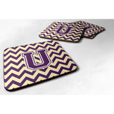 Caroline'S Treasures Cj1058-Ufc Letter U Chevron Purple And Gold Foam Coaster (Set Of 4), 3.5, Multicolor