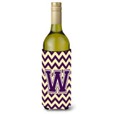Letter W Chevron Purple And Gold Wine Bottle Beverage Insulator Hugger Cj1058-Wliterk
