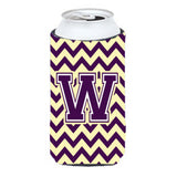 Letter W Chevron Purple And Gold Tall Boy Beverage Insulator Hugger Cj1058-Wtbc