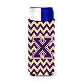Letter X Chevron Purple And Gold Ultra Beverage Insulators For Slim Cans Cj1058-Xmuk