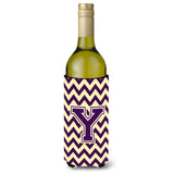 Letter Y Chevron Purple And Gold Wine Bottle Beverage Insulator Hugger Cj1058-Yliterk