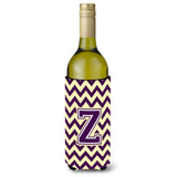 Letter Z Chevron Purple And Gold Wine Bottle Beverage Insulator Hugger Cj1058-Zliterk