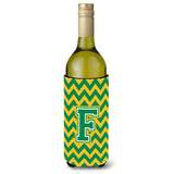 Letter F Chevron Green And Gold Wine Bottle Beverage Insulator Hugger Cj1059-Fliterk