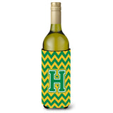 Letter H Chevron Green And Gold Wine Bottle Beverage Insulator Hugger Cj1059-Hliterk