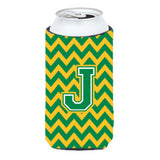 Letter J Chevron Green And Gold Tall Boy Beverage Insulator Hugger Cj1059-Jtbc