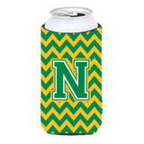 Letter N Chevron Green And Gold Tall Boy Beverage Insulator Hugger Cj1059-Ntbc