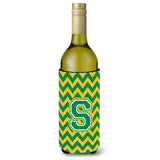 Letter S Chevron Green And Gold Wine Bottle Beverage Insulator Hugger Cj1059-Sliterk