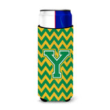 Letter Y Chevron Green And Gold Ultra Beverage Insulators For Slim Cans Cj1059-Ymuk