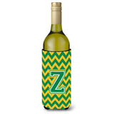 Letter Z Chevron Green And Gold Wine Bottle Beverage Insulator Hugger Cj1059-Zliterk