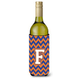 Letter F Chevron Blue And Orange Wine Bottle Beverage Insulator Hugger Cj1060-Fliterk