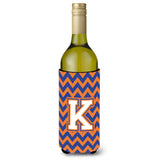 Letter K Chevron Blue And Orange Wine Bottle Beverage Insulator Hugger Cj1060-Kliterk