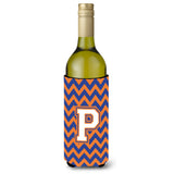 Letter P Chevron Blue And Orange Wine Bottle Beverage Insulator Hugger Cj1060-Pliterk
