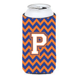 Letter P Chevron Blue And Orange Tall Boy Beverage Insulator Hugger Cj1060-Ptbc