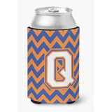 Caroline'S Treasures Cj1060-Qcc Letter Q Chevron Blue And Orange #3 Can Or Bottle Hugger, Multicolor