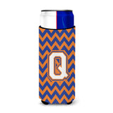 Letter Q Chevron Blue And Orange Ultra Beverage Insulators For Slim Cans Cj1060-Qmuk