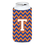Letter T Chevron Blue And Orange Tall Boy Beverage Insulator Hugger Cj1060-Ttbc