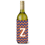Letter Z Chevron Blue And Orange Wine Bottle Beverage Insulator Hugger Cj1060-Zliterk