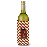 Letter B Chevron Maroon And Gold Wine Bottle Beverage Insulator Hugger Cj1061-Bliterk