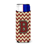 Letter B Chevron Maroon And Gold Ultra Beverage Insulators For Slim Cans Cj1061-Bmuk