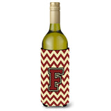 Letter F Chevron Maroon And Gold Wine Bottle Beverage Insulator Hugger Cj1061-Fliterk
