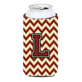 Letter L Chevron Maroon And Gold Tall Boy Beverage Insulator Hugger Cj1061-Ltbc