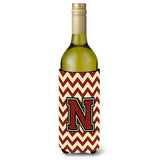 Letter N Chevron Maroon And Gold Wine Bottle Beverage Insulator Hugger Cj1061-Nliterk