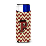 Letter P Chevron Maroon And Gold Ultra Beverage Insulators For Slim Cans Cj1061-Pmuk