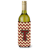 Letter T Chevron Maroon And Gold Wine Bottle Beverage Insulator Hugger Cj1061-Tliterk