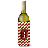Letter U Chevron Maroon And Gold Wine Bottle Beverage Insulator Hugger Cj1061-Uliterk