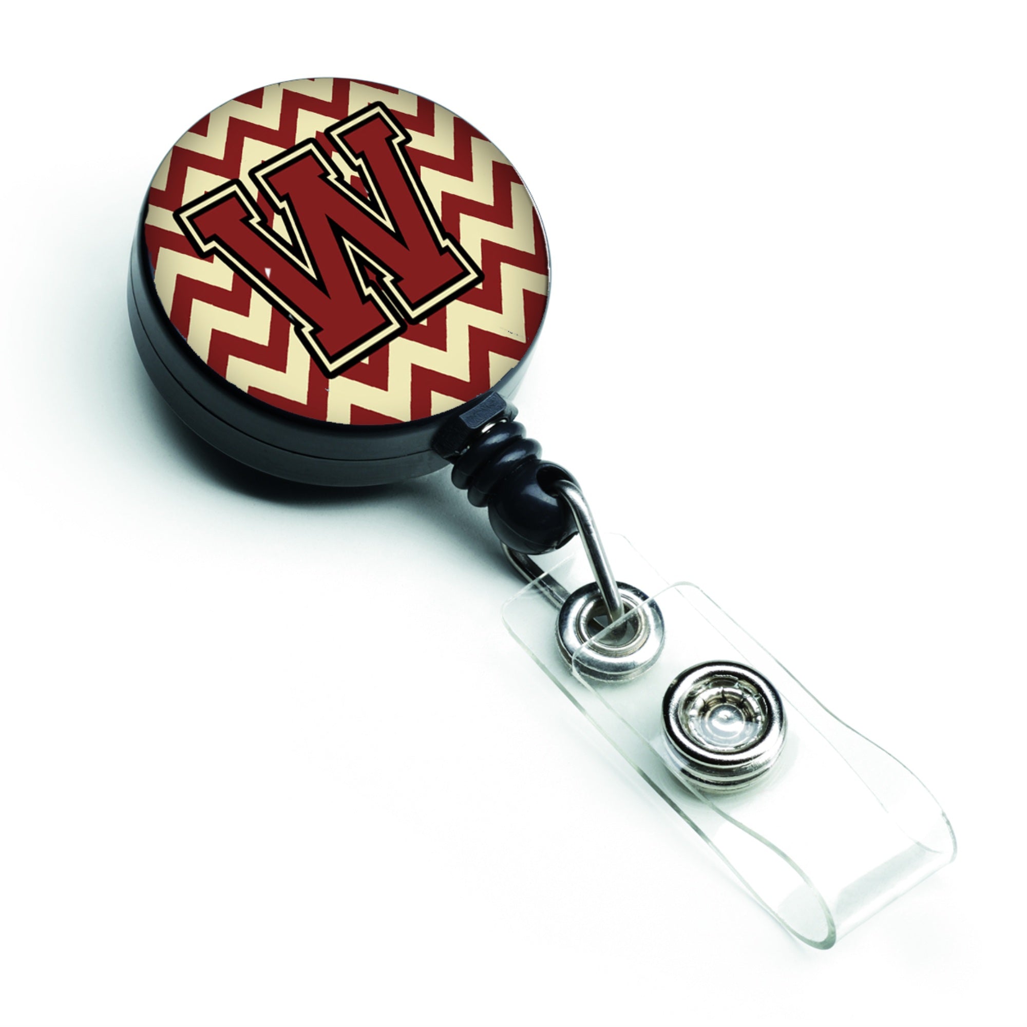 Caroline'S Treasures Cj1061-Wbr Letter W Chevron Maroon & Gold Retractable Badge Reel, Multicolor