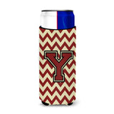 Letter Y Chevron Maroon And Gold Ultra Beverage Insulators For Slim Cans Cj1061-Ymuk