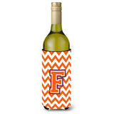 Letter F Chevron Orange And Regalia Wine Bottle Beverage Insulator Hugger Cj1062-Fliterk