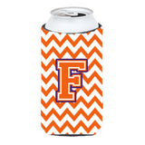 Letter F Chevron Orange And Regalia Tall Boy Beverage Insulator Hugger Cj1062-Ftbc